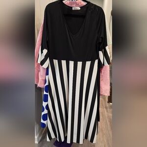 Black and White Striped Women's Dress